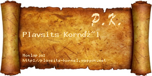 Plavsits Kornél névjegykártya